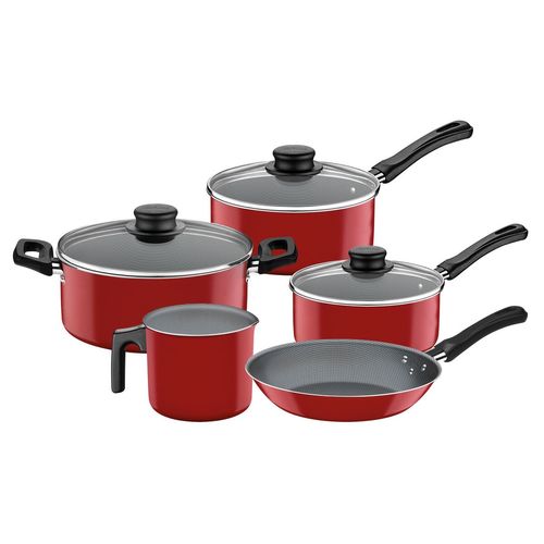 Juego de Ollas Tramontina Caribe Rojo 5 Piezas