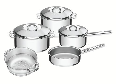 Juego De Ollas Tramontina Solar De Acero Inoxidable Con Fondo Triple 5 Pzas