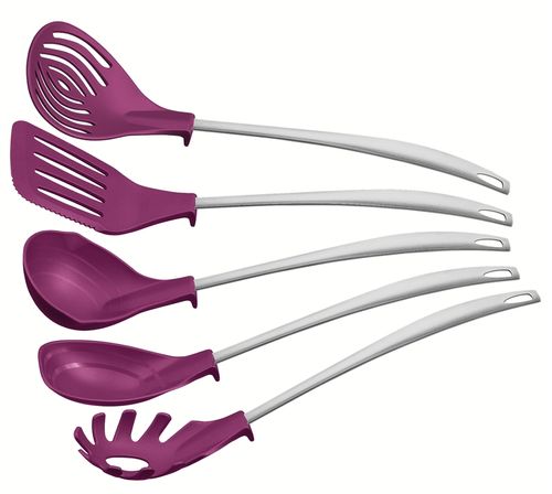 Juego De Utensilios Tramontina Movin En Nylon Lila 5 Piezas