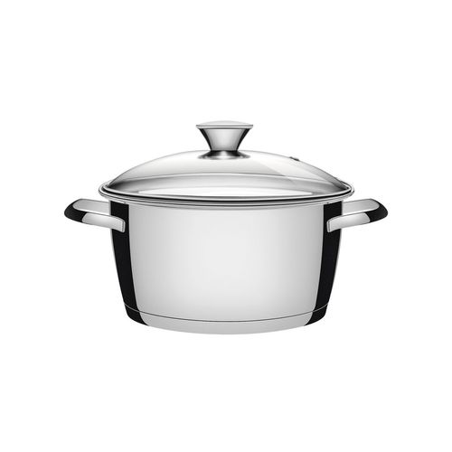Cacerola Honda Allegra De Acero Inoxidable Con Fondo Triple Y Tapa De Vidrio De 24 Cm Y 5,7 L Tramontina