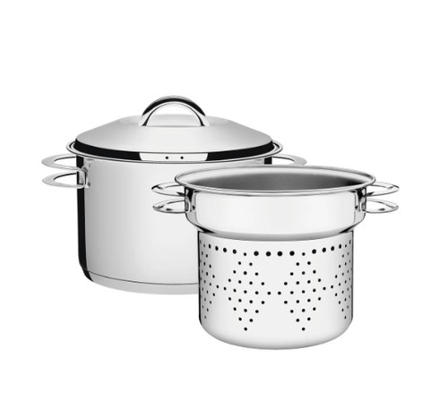 Juego Coxi Pasta Tramontina Solar De Acero Inoxidable Triple Fondo 2 Piezas 24 Cm 7,80 L