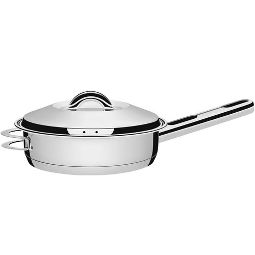 Sarten Con Tapa Tramontina Solar Triple Fondo De Acero Inoxidable 28 Cm 4,80 L