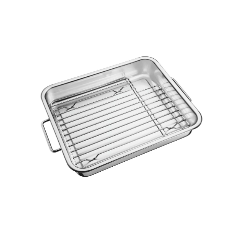 Fuente Para Hornear Tramontina Service De Acero Inoxidable Con Parrilla 34x28 Cm 4,6 L