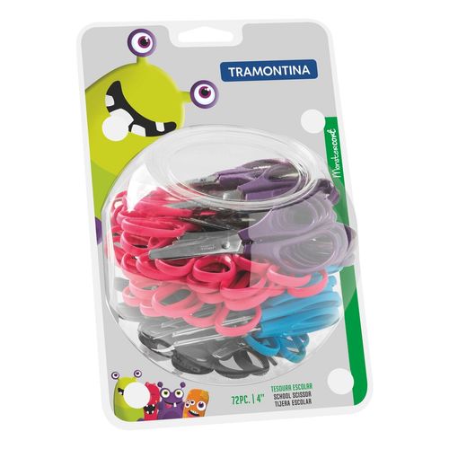 Tijera Escolar Tramontina Supercort Monster Negro 4" Con 72 Unidades