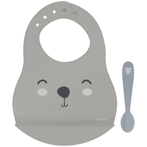 Kit De Babero Y Cuchara Infantil Tramontina Le Petit Gris 2 Piezas