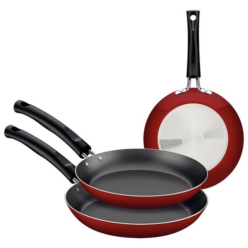 Juego De Sartenes Tramontina En Aluminio Con Revestimiento Interno Antiadherente Starflon Max Y Externo Siliconado Rojo 3 Piezas