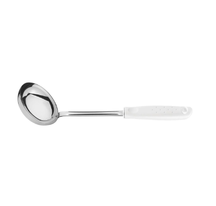 Cucharón Tramontina Utilita En Acero Inoxidable Con Mango De Polipropileno Blanco