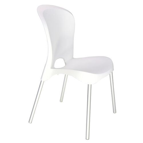 Silla Tramontina Jolie En Polipropileno Blanco Con Patas En Aluminio Anodizado