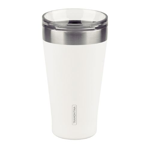 Vaso Térmico Tramontina Exata en Acero Inoxidable Blanco con Tapa 550 ml