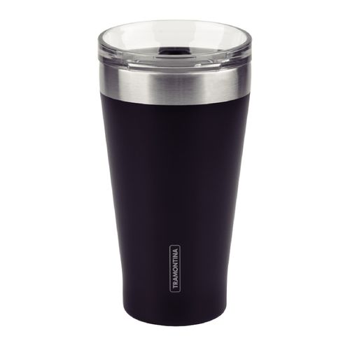 Vaso Térmico Tramontina Exata en Acero Inoxidable Negro con Tapa 550 ml