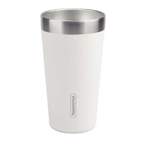 Vaso Térmico Tramontina Exata en Acero Inoxidable Blanco sin Tapa 420 ml