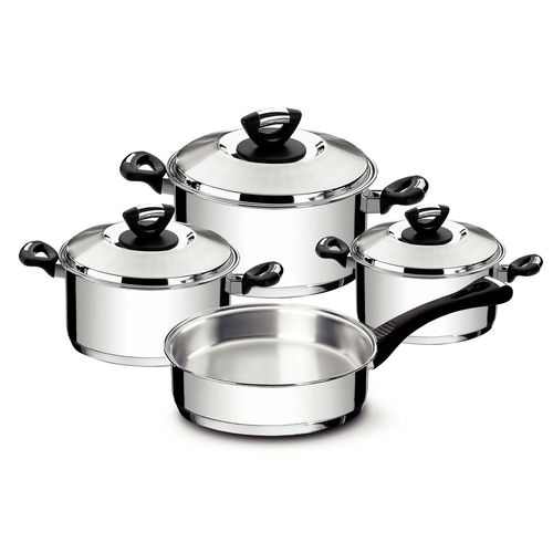 Juego De Ollas Tramontina Solar Baquelita De Acero Inoxidable Triple Fondo 4 Piezas