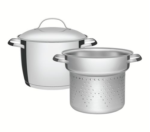 Juego Coxi Pasta Tramontina Allegra De Acero Inoxidable Triple Fondo 2 Piezas 20 Cm 4,40 L