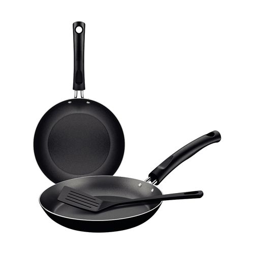 Juego De Sartenes Con Espatula Tramontina En Aluminio Con Revestimiento Interno Antiadherente Negro 3 Piezas