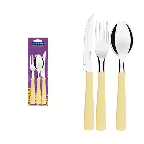 Juego De Cubiertos Tramontina New Kolor Crema 3 Piezas