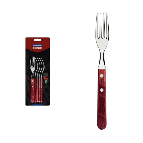 Tenedor Para Asado Largo Tramontina Polywood Bordo 6 Piezas