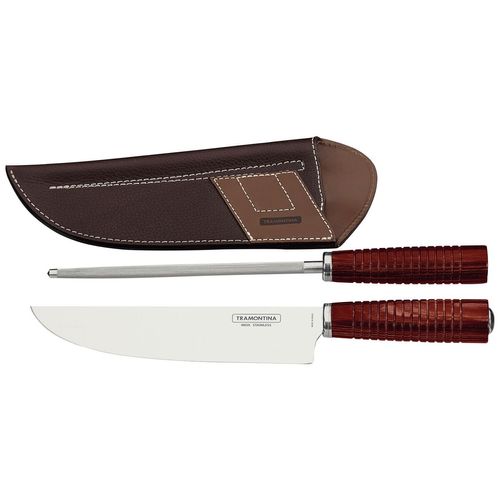 Cuchillo Y Chaira Con Vaina Tramontina Polywood