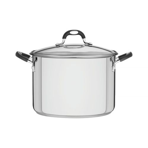 Olla Alta Astro Silicone Tramontina De Acero Inoxidable Con Fondo Triple Y Con Tapa De Vidrio De 28 Cm Y 11,4 L Tramontina