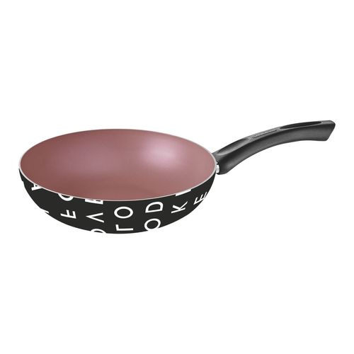 Sartén Honda Tramontina My Lovely Kitchen Negro Estampado Con Revestimiento Interno Rosado Antiadherente 24 Cm 2,2 L
