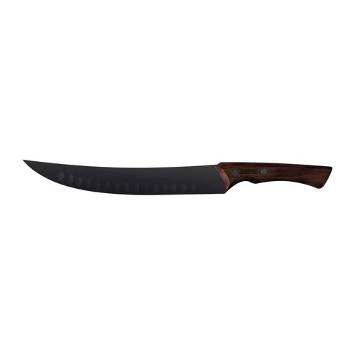 Cuchillo Fino Para Carne Tramontina Churrasco Black Con Lámina De Acero Inoxidable Oscurecido Y Mango De Madera 10"