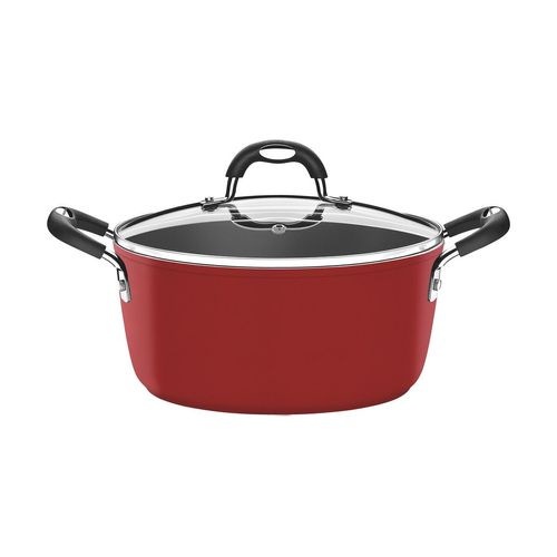Cacerola Tramontina Monaco Induccion Starflon Premium Y Externo Siliconado Rojo 24 Cm 4,5 L