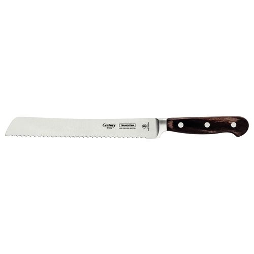 Cuchillo Para Pan 8" Century Wood Oscuro Tramontina
