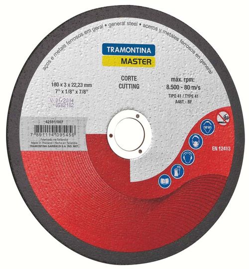 Disco De Corte En Aceros Y Metales Ferrosos En General 7" Tramontina Master