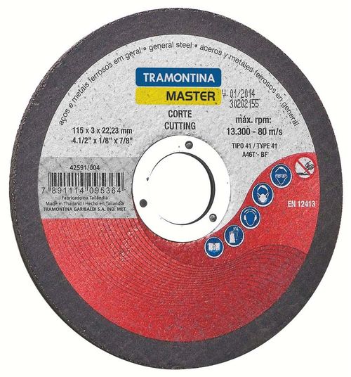 Disco De Corte En Aceros Y Metales Ferrosos En General 4.1/2" Tramontina Master