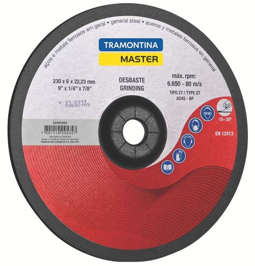 Disco De Desbaste En Acero Y Metales Ferrosos En General 9" Tramontina Master