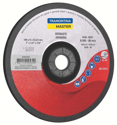 Disco De Desbaste En Acero Y Metales Ferrosos En General 7" Tramontina Master