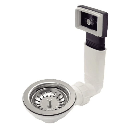 Válvula Tramontina 4 1/2" Con Escape En Acero Inoxidable Pulido Y Polipropileno Para Fregaderos Y Cubetas