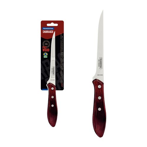 Cuchillo Para Deshuesar Tramontina Con Lámina De Acero Inoxidable Y Mango De Madera Tratada Rojo Polywood 6"