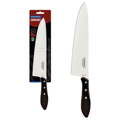 Cuchillo Para Carne Tramontina Con Lámina De Acero Inoxidable Y Mango De Madera Tratada Polywood Castaño 10"