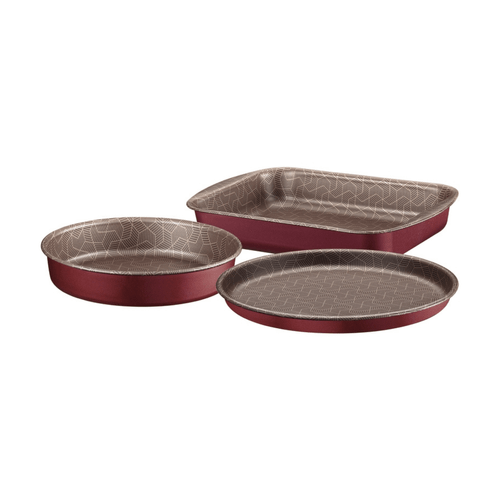 Juego De Asaderas Tramontina Paris En Aluminio Con Revestimiento Interno Y Externo Con Antiadherente Starflon Max Rojo 3 Piezas