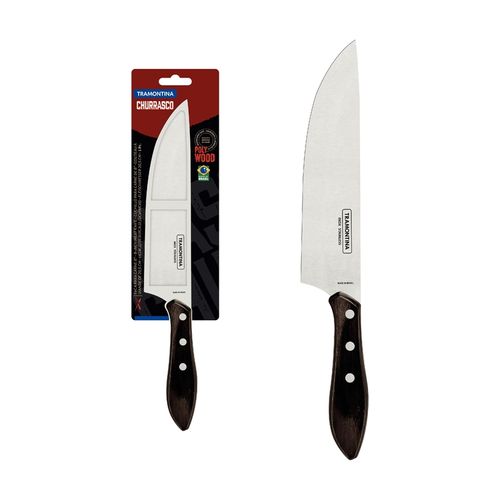 Cuchillo Para Carne Tramontina Con Lámina De Acero Inoxidable Y Mango De Madera Tratada Polywood Oscuro 8"