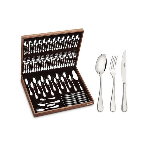 Juego De Cubiertos De 76 Piezas Tramontina Firenze De Acero Inoxidable Con Cuchillos De Mesa Forjados Y Caja De Madera