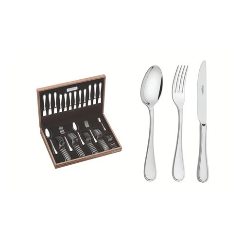 Juego De Cubiertos De 42 Piezas Tramontina Firenze De Acero Inoxidable Con Cuchillos De Mesa Forjados Y Caja De Madera