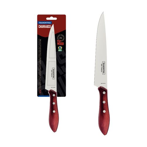 Cuchillo Para Carne Tramontina Con Lámina De Acero Inoxidable Y Mango De Madera Tratada Polywood Bordo Fino 8"