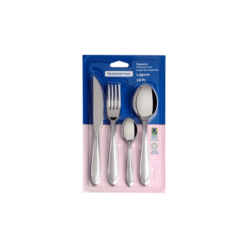 Juego De Cubiertos Tramontina Laguna De Acero Inoxidable Con Cuchillos Para Asado 16 Piezas