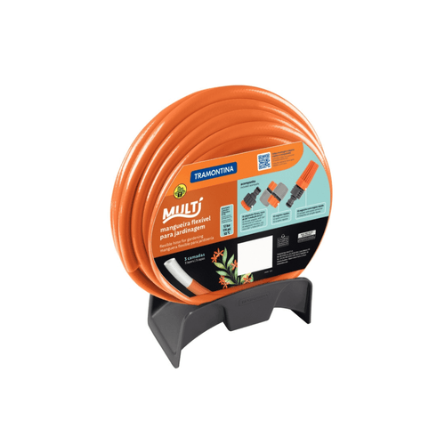 Manguera Superflex Naranja 30 M Con Acoples y Soporte 1/2 Tramontina