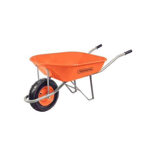 Carretilla Caja Extra Honda Metálica Naranja 80 L Rueda Inflable Tramontina