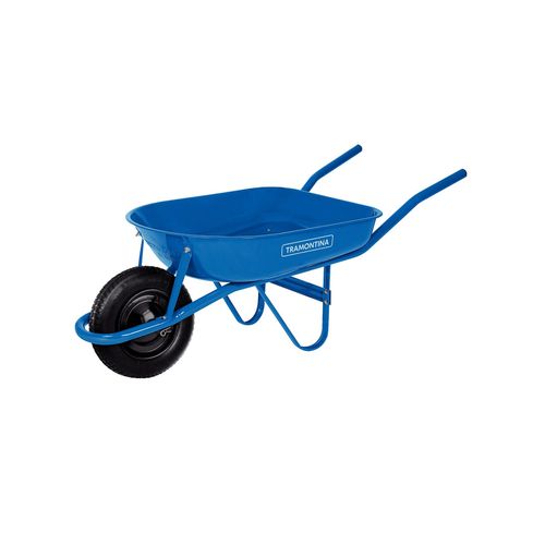 Carretilla Liviana Caja Rasa Metálica Azul 50 L Rueda Inflable Tramontina