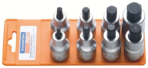 Juego De Dados Punta Hexagonal 1/2" - 8 Piezas Tramontina Pro