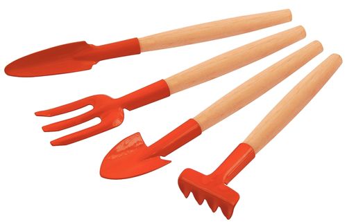 Juego De Jardinería Tramontina Metálico, Con Mango De Madera, 4 Piezas