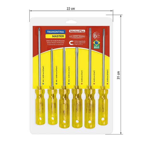 Juego De Chaves De Fenda Tramontina Master 6 Piezas