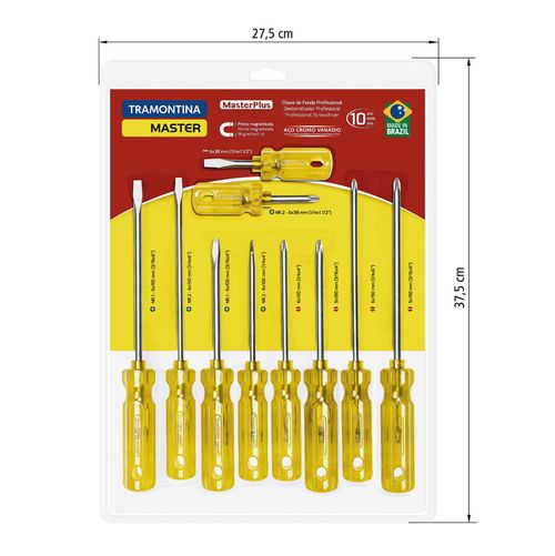 Juego De Chaves De Fenda Tramontina Master 10 Piezas