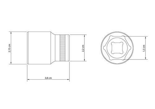 Dado Hexagonal En Acero Cromo Vanadio 15 Mm Tramontina Master - Encastre 1/2"