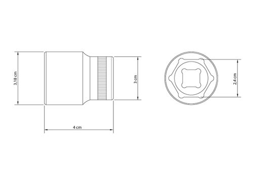 Dado Hexagonal En Acero Cromo Vanadio 24 Mm Tramontina Master - Encastre 1/2"