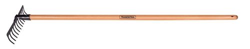 Rastrillo Curvo Metálico Ligero Tramontina 12 Dientes Con Mango De Madera 120 Cm