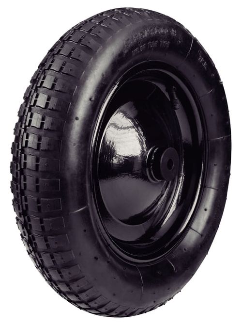 Llanta Con Cámara 3.25/8" Y Rueda Metálica Tramontina Para Carretilla De Mano Con Buje Plástico